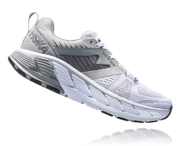 Womens Hoka GAVIOTA 2 WIDE Road Running Shoes - White / Drizzle