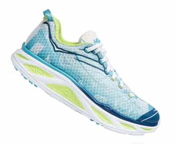 Womens Hoka HUAKA 2 Road Running Shoes - Blue Atoll / Bright Green