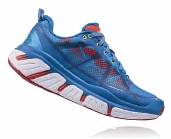 Womens Hoka INFINITE Road Running Shoes - Dresden Blue / Poppy Red