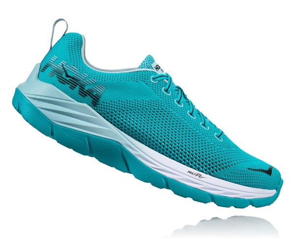 Womens Hoka MACH Fly Collection Road Running Shoes - Bluebird / White