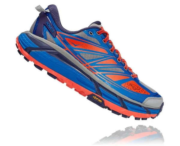 Mens Hoka MAFATE SPEED 2 Trail Running Shoes - Imperial Blue / Mandarin Red