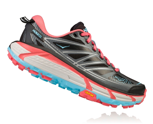 Womens Hoka MAFATE SPEED 2 Trail Running Shoes - Anthracite / Blue Topaz