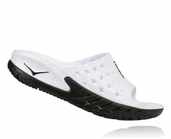 Womens Hoka ORA RECOVERY SLIDE Trail Running Recovery Sandals - Black / White