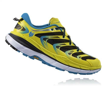 Mens Hoka SPEEDGOAT Trail Running Shoes - Citrus / Blue