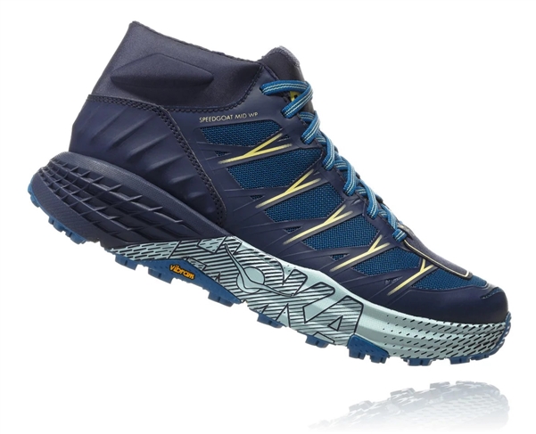 Womens Hoka SPEEDGOAT MD WP Waterproof Trail Running Shoes - Seaport / Medieval Blue