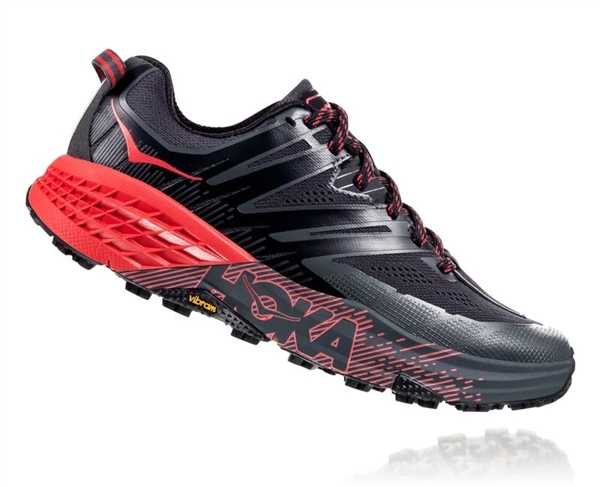 Womens Hoka SPEEDGOAT 3 Trail Running Shoes - Dark Shadow / Poppy Red