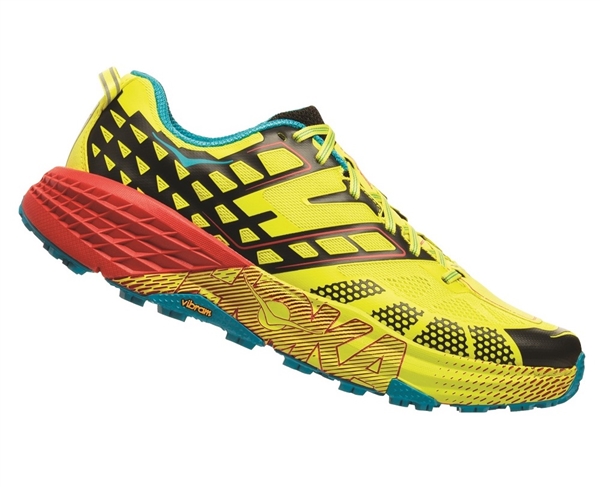 Mens Hoka SPEEDGOAT 2 Trail Running Shoes - Black / Evening Primrose