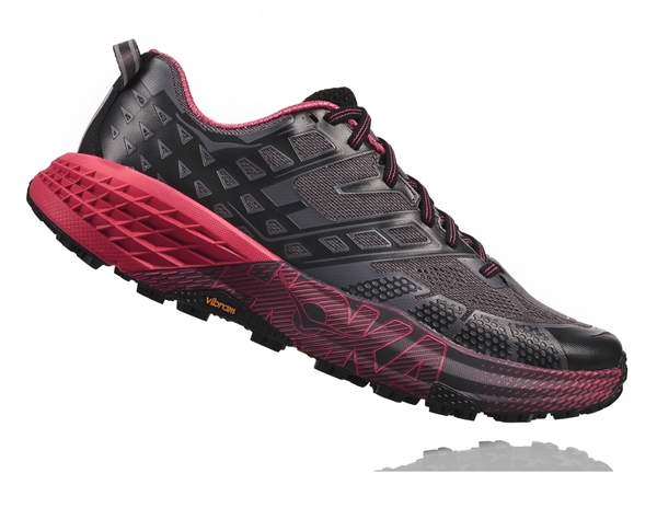 Womens Hoka SPEEDGOAT 2 Trail Running Shoes - Black / Azalea