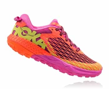 Womens Hoka SPEED INSTINCT Trail Running Shoes - Neon Coral / Plum