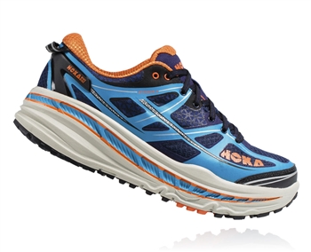 Mens Hoka STINSON 3 ATR Trail Running Shoes - Blue / Red Orange