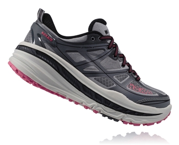 Womens Hoka STINSON 3 ATR Trail Running Shoes - Grey / Neon Pink