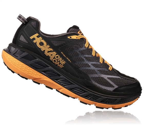 Mens Hoka STINSON ATR 4 Trail Running Shoes - Black / Kumquat