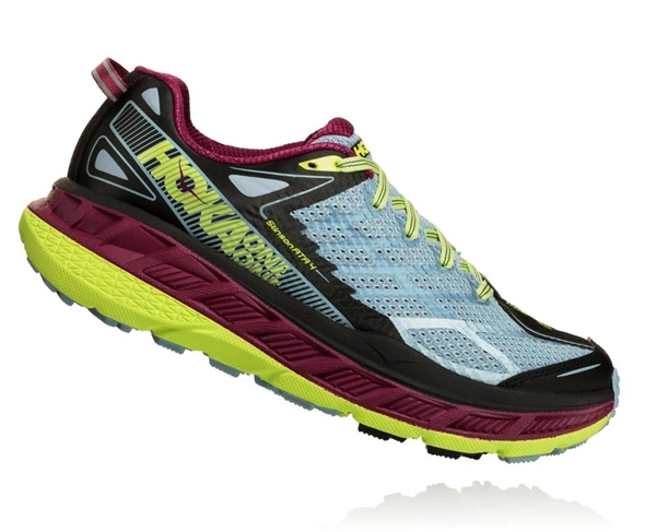 Womens Hoka STINSON ATR 4 Trail Running Shoes - Blue Fog / Boysenberry