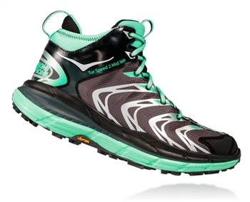 Womens Hoka TOR SPEED 2 WP Mountain Running Shoes - Dark Shadow / Mint Green