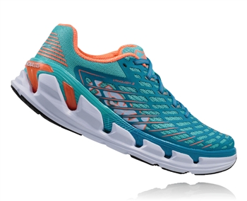 Womens Hoka VANQUISH 3 Road Running Shoes - Blue Radiance / Neon Coral