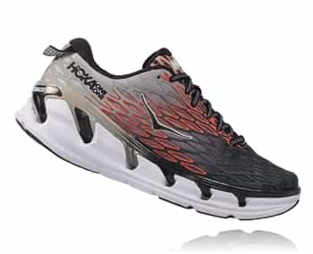 Mens Hoka VANQUISH 2 Road Running Shoes - Grey / Orange Flash