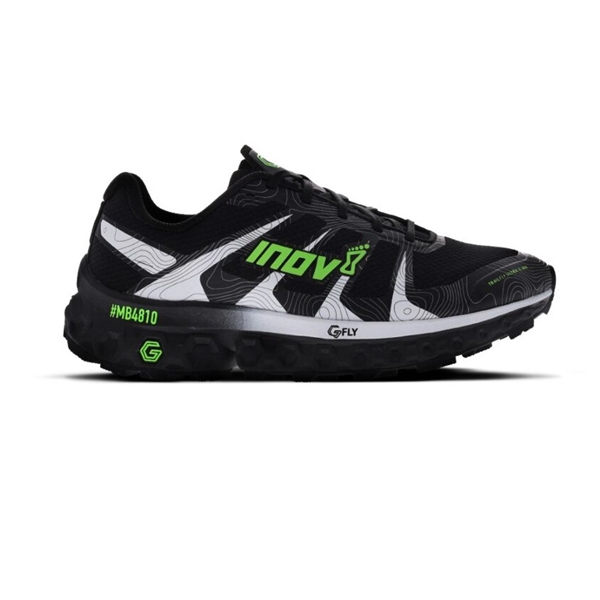 Mens Inov-8 TRAILFLY ULTRA G 300 MAX Ultra Running Shoes - Black / White / Green