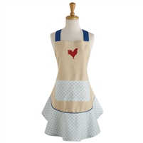 Red Rooster Print Ruffle Apron