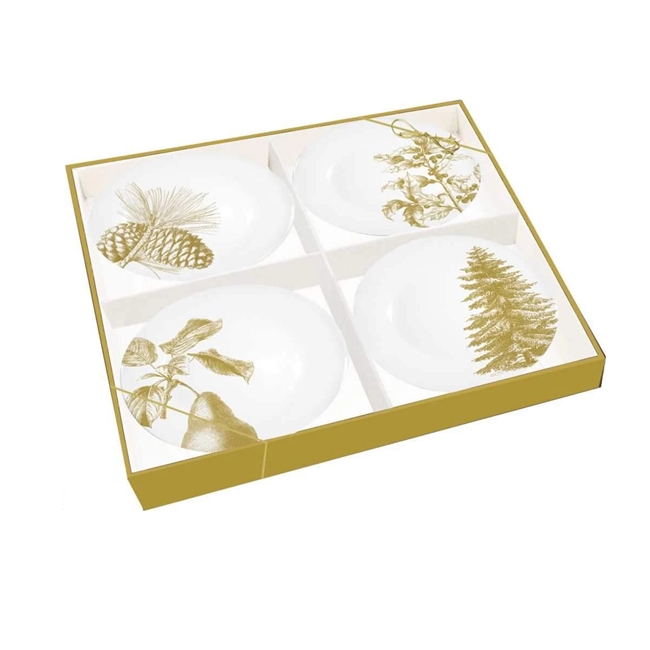 Gold Holiday Botanicals Gift Plate Set