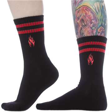 Sourpuss Flames Embroidered Crew Socks