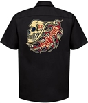 LUCKY 13 The Pipe Skull Work Shirt [BLACK/RED/CREAM]