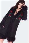 JAWBREAKER Night Rose Embroidered Suede Coat/Jacket [BLACK]