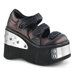 Demonia KERA-13/B-PWVL 4 1/2" Platform Dual Strap Mary Jane [BLACK/PEWTER]