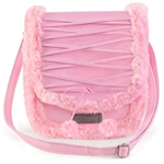 DEMONIA Corset Laced Faux Leather & Fur Cross-body Bag Purse [BABY PINK]