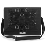 DEMONIA Corset Laced Faux Leather Crossbody Bag Handbag [BLACK]