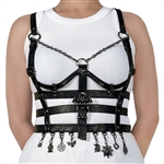 DEMONIA Faux Leather Cage Body Harness [BLACK]