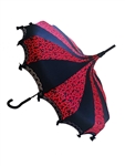 Hilary's Vanity  Small Skull Damask Umbrella [BLACK/RED]