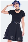 JAWBREAKER Moon Embroidered Flare Dress [BLACK]