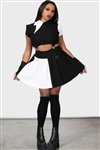 KILLSTAR Hels Harlequin Mini Skirt [BLACK/WHITE Split]