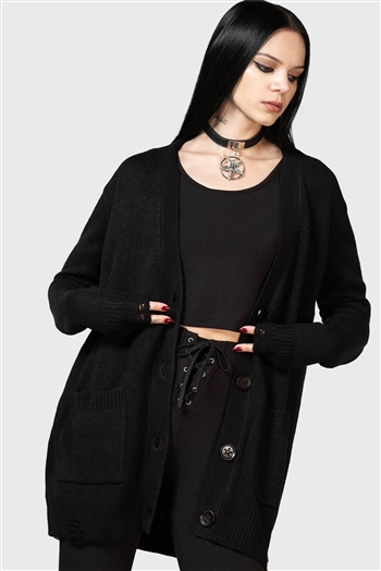 KILLSTAR Next Regret Cardigan Sweater [BLACK/GREY]