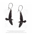 Alchemy Gothic Black Raven Earrings