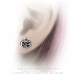 Alchemy Gothic Pumpkin Skull Pewter Earrings Studs