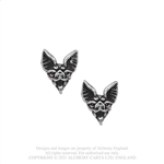 Alchemy Gothic Cauchemar Pewter Bat Head Earrings Studs