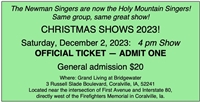 Newman Singers Christmas Show 2019 4 pm show