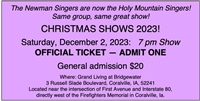 Newman Singers Christmas Show 2019 4 pm show