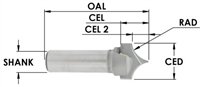 SESE1582 - Carbide Tipped Point Cutting Roundover - Rad .5 C/T 2 FL x 1/2 SK Point Cutting Roundover