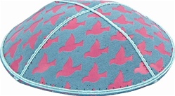 Pink Doves Foil Embossed Kippot (PK89) - With Custom Imprinting
