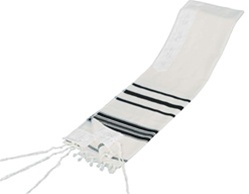 Traditional Wool Tallit - Prayer Shawl with Black, Blue or White Stripes