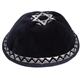 Velvet Star Kippah with Silver Embroidery