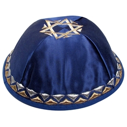 Blue Satin Star Kippah