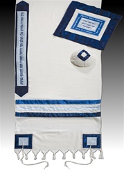 Argaman Royal Blue and Blue Striped Men's Talit   20"x80"
