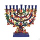 Painted Metal Lazer Cut Menorah -Pomegranate Tree Menorah