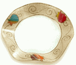 Scalloped Dish - Colorful Pomegranate Design