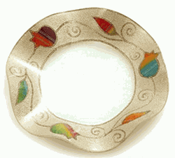 Scalloped Dish - Colorful Pomegranate Design