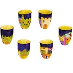 Jerusalem Miniature Wooden Kiddush Cups - set of six