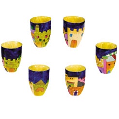 Jerusalem Miniature Wooden Kiddush Cups - set of six